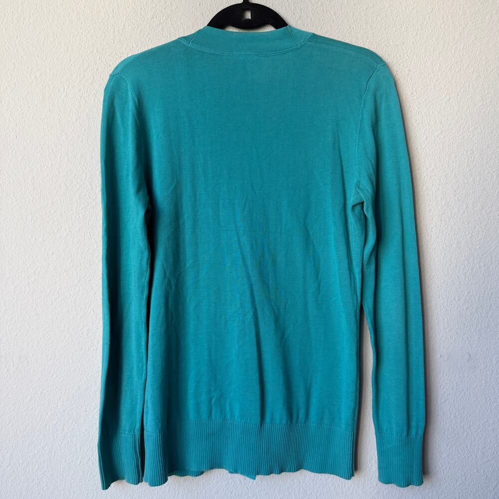 Tory Burch Simone Cardigan Sweater in Turquoise Size S - Picture 2 of 8